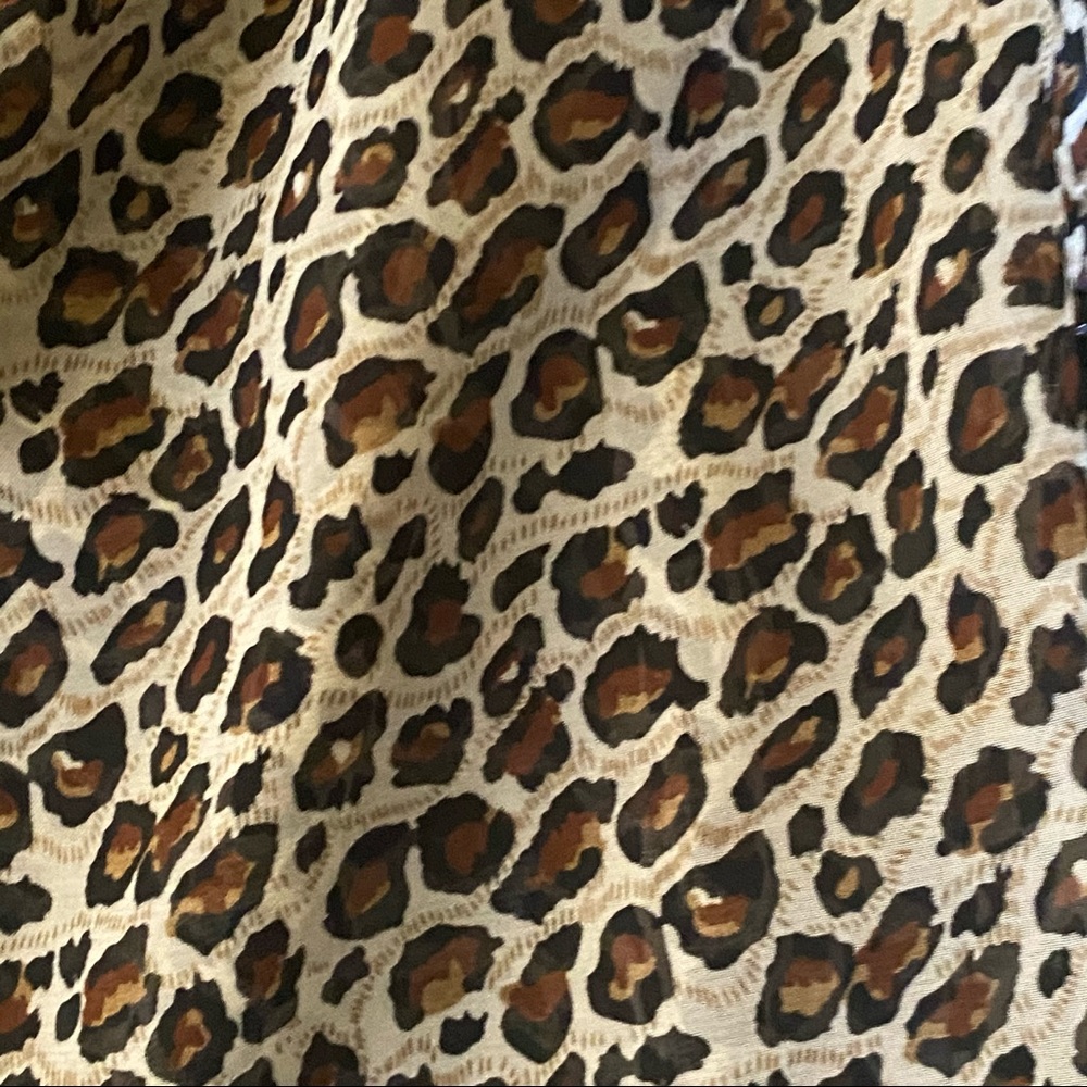 Semi-Sheer Leopard Cheetah Print Button Up Blouse - Picture 4 of 6